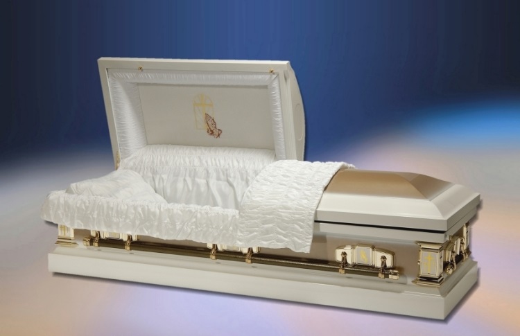 Luxury metal coffin Ariana bílá (steel, zinc)