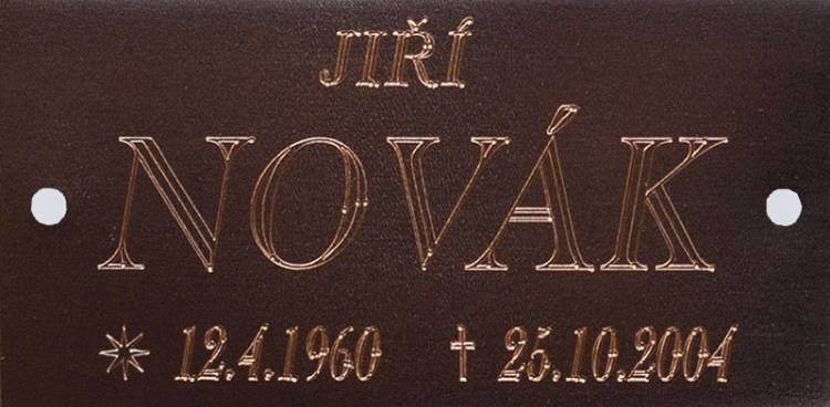 Rytý štítek na urnu 5 - Pohřební služba Praha