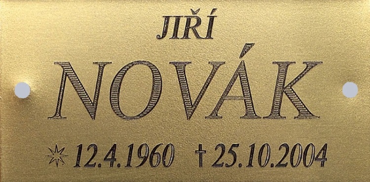 Engraved urn label 6 - Funeral Service Helfi Prague